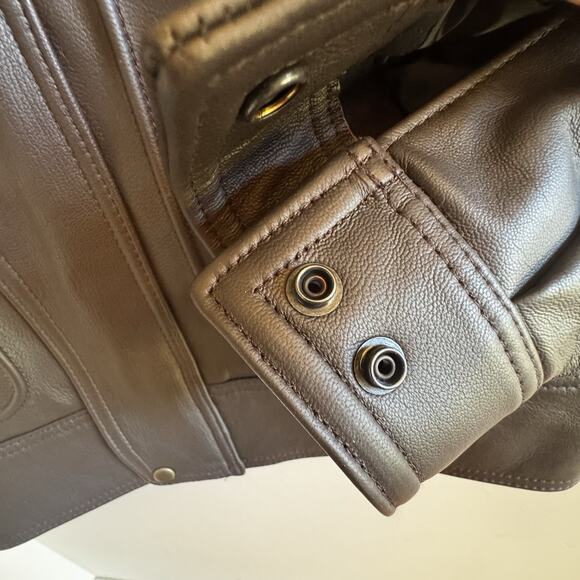 NEW Perrone Aviation UPS Brown Leather Bomber Jacket Mens Large Removable Liner - Picture 8 of 16